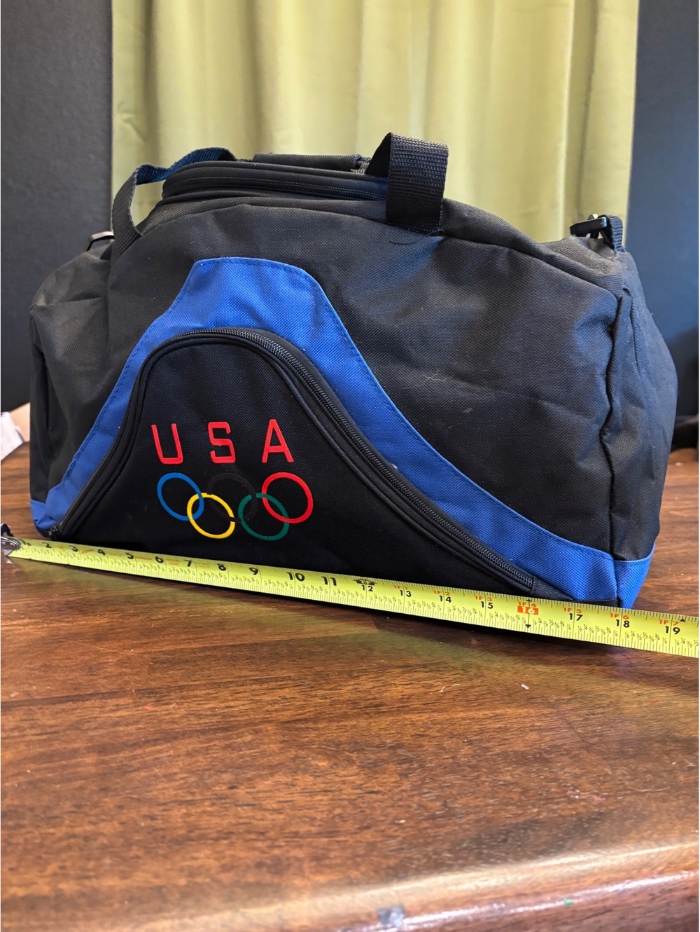 USA Olympic Rings Duffel Bag Black Blue Gym Travel Sports Shoulder Bag - Picture 8 of 12
